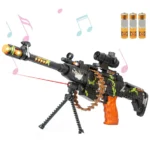 Fiddlerz Toy Machine Gun for Kids with Lights Sound Effects and Rotating Barrel Action Includes Tripod and Ammo Belt Fun Military Role-Play Toy for Boys and Girls