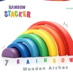 Intelliskills Premium Wooden Rainbow Blocks Stacker Multicolour - 7 Pieces