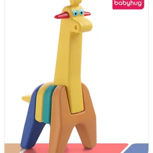 Babyhug 6 Pcs Little Giraffe Shape Stacking Toy| Improves Fine Motor Skills and Hand Eye Co-ordination| Pre-School Montessori Learning Toy for 2-4 Years Kids| Gifting Toy| Child Safe Material| BIS Certified