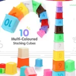 Intelliskills Multicoloured Stacking Cubes | Nesting & Sequencing Toy | 10 Numbered Shapes | Cognitive Skills | Educational Play | BIS Certified | Educator Recommended