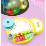 Babyhug Premium 2 in 1 Jazz Drum Piano for Kids- Yellow| Fun Musical Toy with Light for Kids| Sound Toy with 8 Multicolored Piano Keys| Pre-school Musical Instrument Learning for 12 Months+ Kids| BIS Certified