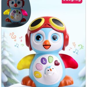 Babyhug Premium 3 in 1 Bump and Go Smart Swing Penguin Colorful Toy for Babies| Eye Blinking Animal Toy With Music, Lights & Sounds For 0-2 Years| Fun Learning Toy for Kids| Best Gift for Toddlers| Non-Toxic| BIS Certified