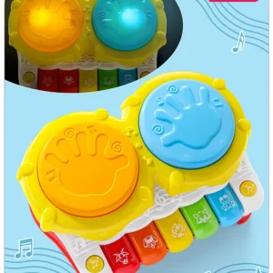 Babyhug 2 In 1 Musical Drum Piano With Lights and Animal Sounds| Volume Control Early Educational Learning Toy| Musical Toy with Flashing Lights Drum Keyboard for 3 Years+ Kids| Gifting Toy| BIS Certified