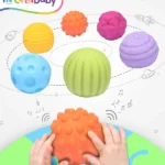 Intellibaby Premium Bath & Squeezy Sensory Textured Balls | Pack of 6 Colourful Squeaky Baby Bath Toys| Non-Toxic, Safe, Sensory Play | Water Toys | Paediatrician Approved | BIS Certified
