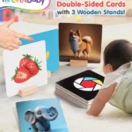 Intellibaby Large High Contrast Premium 4 level B&W/Colour|3 Wooden Stands,60 Visuals|Non Toxic|Anti Glare|Tummy Time Play|Visual Stimulation|Paediatrician Approved