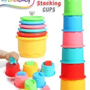 Intellibaby IntelliBaby 3-in-1 Shape & Stacking Cups | Sorting, Nesting & Water Play | Cognitive Skills Development | BIS Certified | Ideal for Gifting | Educator Recommended