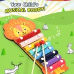 Intelliskills Wooden Lion Xylophone Musical Toy - Multicolour