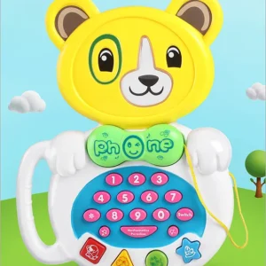 Babyhug Musical Teddy Telephone Learning Toy|Lights & Music|Role Play Phone Toy for Kids|Numbers|Shape & Color Recognition|Animal Names & Sounds|Math Quizzes|Addition & Subtraction|Yellow - 12 Months+