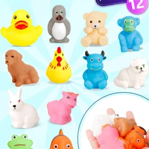 Fiddlerz 12 Pieces Chu Chu Bath Toys - Animal Shape & Color May Vary