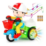 Fiddlerz Stunt Tricycle Bump and Go Toy with 4D Lights - Multicolor