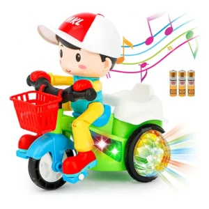 Fiddlerz Stunt Tricycle Bump and Go Toy with 4D Lights - Multicolor