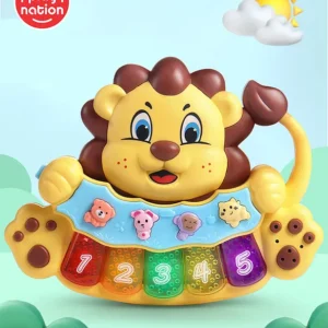 Play Nation Musical Lion Piano with Light-Up Keys & Animal Sounds and Melodies|Auditory & Motor Skill Development|Colorful Design,Volume Control,Baby-Safe Build|3+ Years| BIS|Yellow