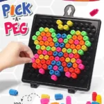 Intelliskills Pick-A-Peg Play Board | 100+ Multicoloured Pegs | Creative Mosaic Puzzle & Activity Game | Montessori Learning & Pattern Building Toy | BIS Certified | Educator Recommended | For Gifting