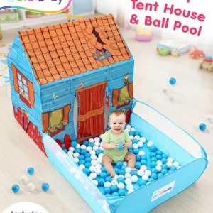 Intellibaby 2-in-1 Adventure Time Tent House & Ball Pool | 25 Balls | Wild Animals| Safe & Soft Pit | Spacious,Lightweight & Portable| Easy to Set-up | Indoor & Outdoor Play |BIS Approved |For Gifting