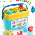 Intellibaby Shape Sorter Bucket - Blue | 16 Pieces | Multicolour Educational Toy for Toddlers | Learn Shapes & Letters | Boosts Fine Motor Skills | Paediatrician Approved | BIS Certified |For Gifting