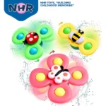 NHR Baby Spinner Suction Cup Bath Spinner Toy for Kids | Sensory Spinning Toys for Bath Time, Windows, High Chair, Table | Baby Gifts for 6+ Months | Pack of 3 - Multicolor