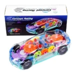 NEGOCIO 360 Degree Bump & Go ABS Plastic Rotating Transparent Concept Racing Car with 3D Flashing Led Lights & Music (Color May Vary)